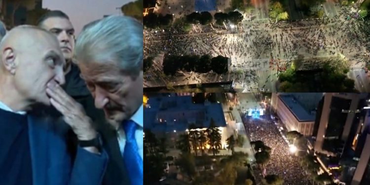 VIDEO/ Pamjet me dron: Ja sa njerëz janë në protestën e Berishës e Metës, Shikoni…