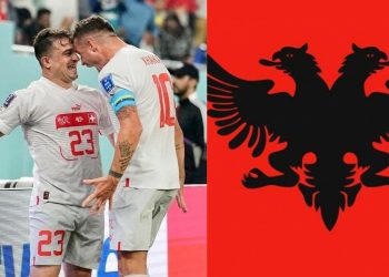 FOTOLAJM/ Xhaka dhe Shaqiri bëjnë shqiponjën me trup në ndeshjen Serbi-Zvicër