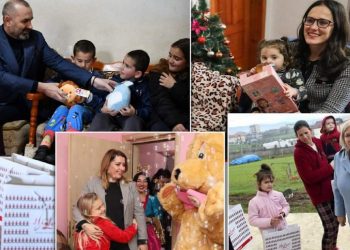 Ministrat e Qeverisë Rama shpërndajnë dhurata për fëmijët, në prag të Vitit të Ri…