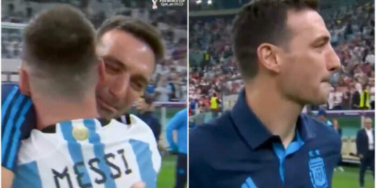 E arritën qëllimin! Përqafimi emocionues i Messit me trajnerin Scaloni. Shikoni momentin…