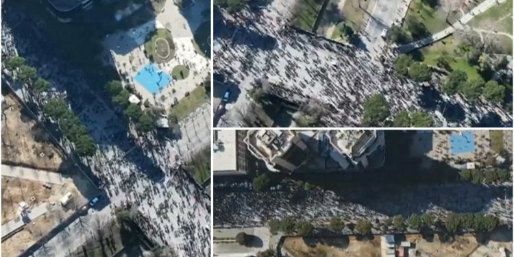Pamje dëshpëruese për Saliun/ Lëshohen DRONËT mbi protestën, ja si duket pjesëmarrja…