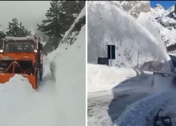 Acari prek vendin/ Trashësia e dëborës mbi 1 metër, bllokohet disa herë rruga drejt…