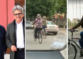 Shembullor/ Benet Beci dhe bashkëshortja lëvizin me biçikletë në rrugët e Shkodrës, qytetarët…