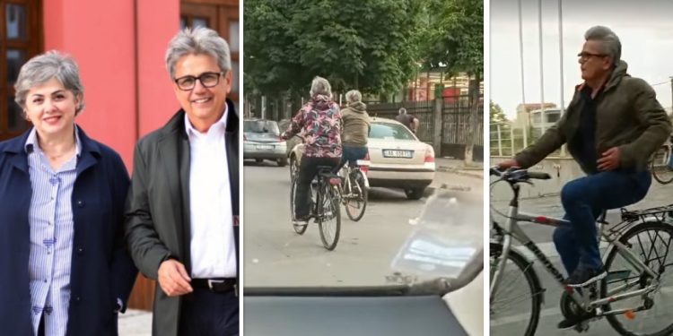Shembullor/ Benet Beci dhe bashkëshortja lëvizin me biçikletë në rrugët e Shkodrës, qytetarët…