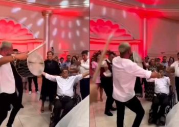 VIDEO/ Luizi e “djeg” në dasmë, kërcen përballë familjarit me karrige me rrota…