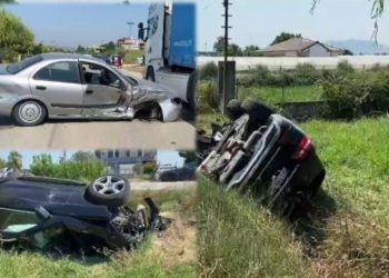 Aksidenti i frikshëm në Berat-Lushnje, mjeti me 4 anëtarë të familjes përmbyset në kanal