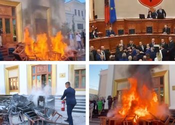 Deputetët e Berishës ia vunë zjarrin Kuvendit/ Ekspertët e kriminalistikës “zbarkojnë” në…