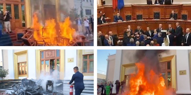 Deputetët e Berishës ia vunë zjarrin Kuvendit/ Ekspertët e kriminalistikës “zbarkojnë” në…