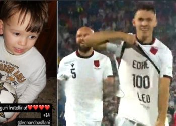 Edhe 100 Leo! Për kë ishte mesazhi në bluzën e Asllanit pas golit ndaj Gjeorgjisë…