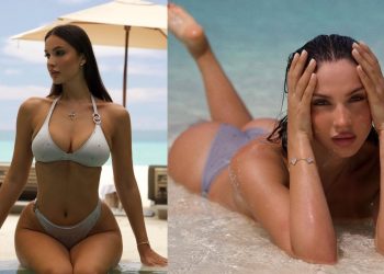 Oriola Marashi “ngre” temperaturat, modelja shqiptare shfaqet topless/ Kujdes…