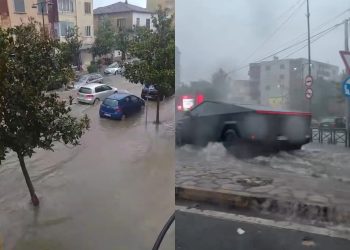“Çmendet” moti/ Papritur ja “plas” stuhia e shiut, përmbyten rrugët e qytetit…