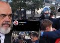 Rama reagon mes kaosit në bulevard, lë fjalët dhe i dedikon një zemër policisë