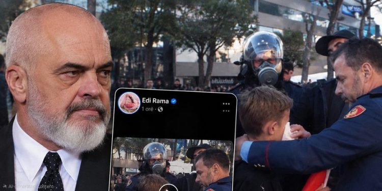 Rama reagon mes kaosit në bulevard, lë fjalët dhe i dedikon një zemër policisë