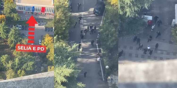 Publikohet VIDEO/ Protestuesit dalin nga selia e PD-së me molotovë në dorë
